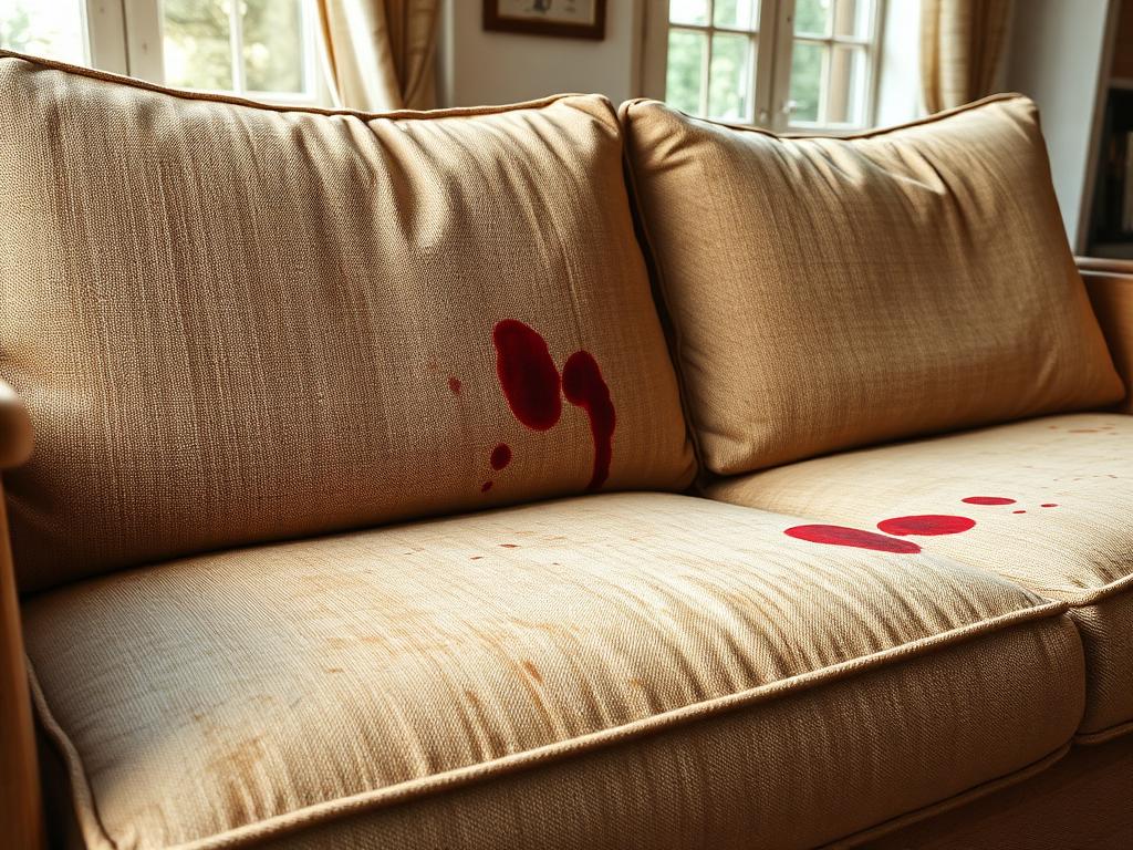 3-Sitzer Sofa Vorher — Rotwein- & Kaffeeflecken